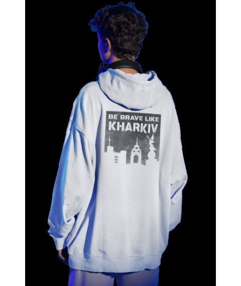 Oversized hoodie, unisex "Be brave like Kharkiv" White, L/XL