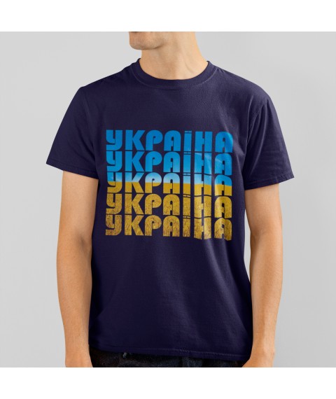 Футболка мужская Україна надписи Темно синий, XL