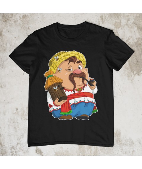 T-shirt of a man "Cossack with a pipe" M, Black