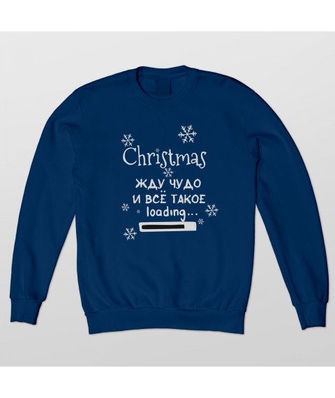 New Year's sweatshirt Christmas Dark blue, S