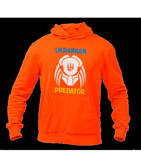 Худи унисекс Украинский хищник утепленный на флисе Оранжевый, XL