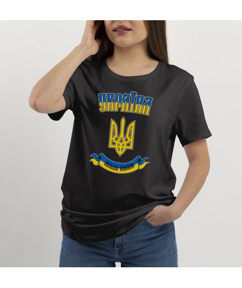 Black T-shirt Ukraine is free forever S