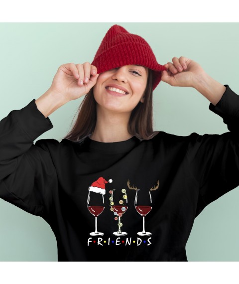 New Year's sweatshirt Friends Black, L