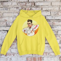 Hoodie with mother's pearl print, 10 years old (130cm-140cm), Yellow