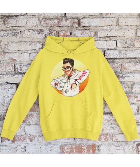 Hoodie with mother's pearl print, 12 years old (142cm-152cm), Yellow