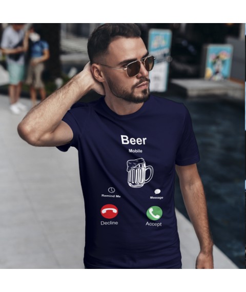 Men's T-shirt Beer Mobile 2XL, Dark blue