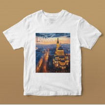 White T-shirt "Places of Ukraine" by Kharkiv man, L