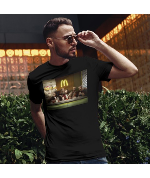 Men's T-shirt Jesus Art mcdonalds Black, S Black, 2XL