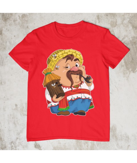 T-shirt "Cossack with a pipe" XXL, Red