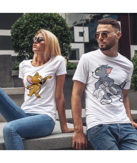 T-shirts for lovers "Tom and Jerry" White, 56, 44