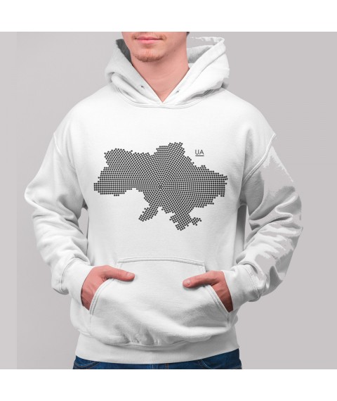 Hoodie map of Ukraine dots White, XL