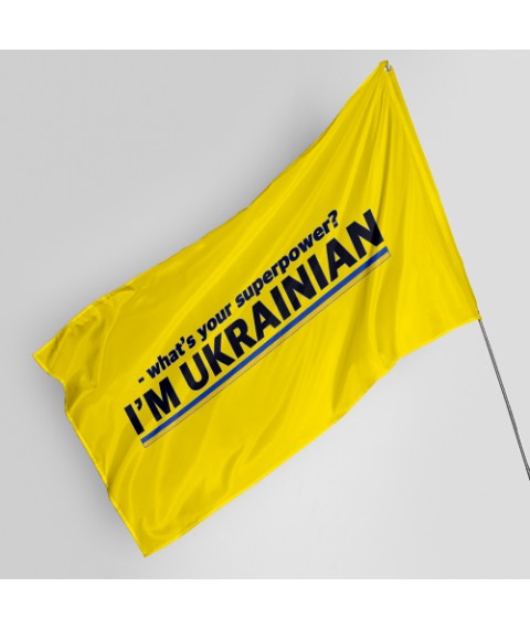 Флаг с принтом I am ukrainian на желтом фоне 100, 150