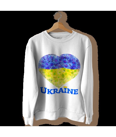 White sweatshirt "Heart of Ukraine" 3XL