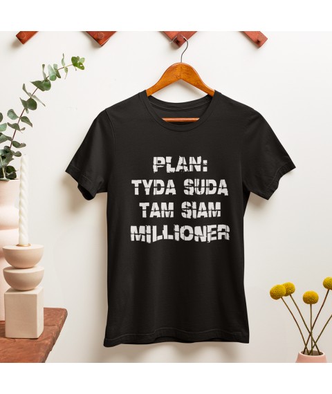 T-shirt with Plan print Black, M