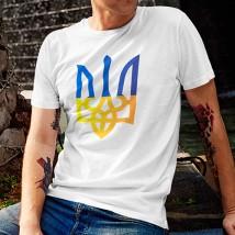 White T-shirt Trident in the colors of the Ukrainian flag