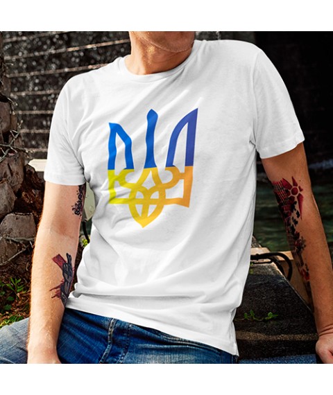 White T-shirt Trident in the colors of the Ukrainian flag 2XL