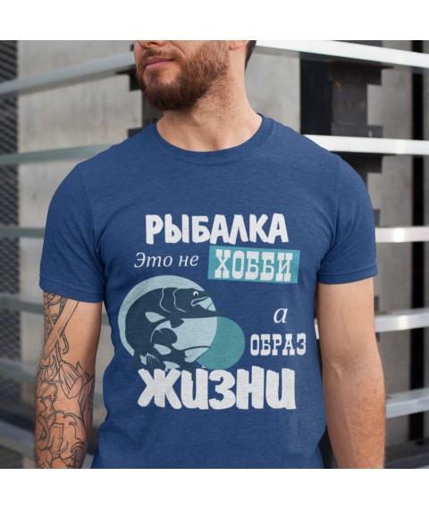 Футболка мужская Рыбалка Синий, XL