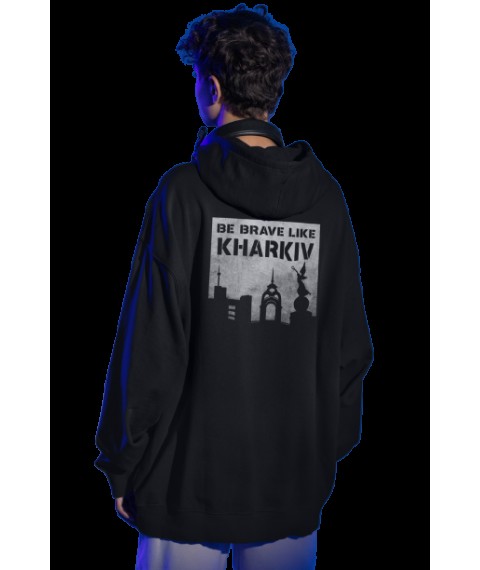 Oversized hoodie, unisex "Be brave like Kharkiv" Black, L/XL