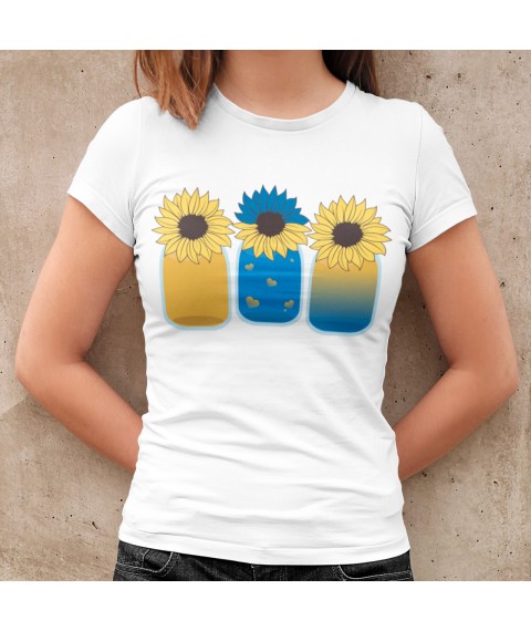 Women's T-shirt Sunflowers White, L