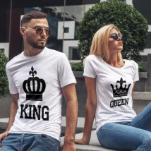 Футболки для влюбленных "King & Queen" Белый, 44, 52