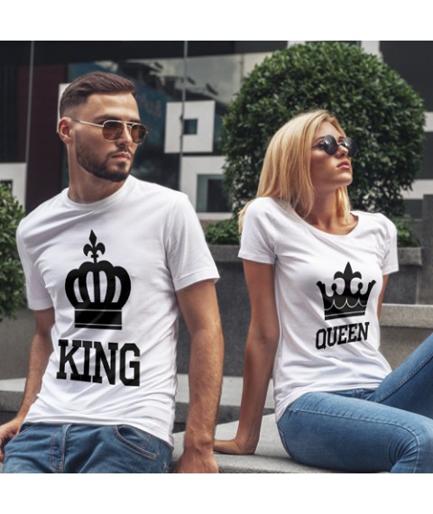 Футболки для влюбленных "King & Queen" Белый, 52, 44