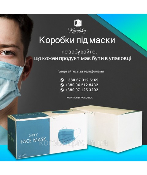 Коробка для защитных масок с печатью