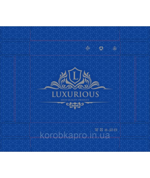 Подарочная коробка из картона для постельного белья синяя Luxurious 455х330х60 мм
