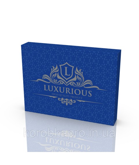 Подарочная коробка из картона для постельного белья синяя Luxurious 455х330х60 мм