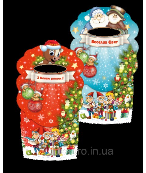 Рождественская упаковка для конфет на 300-500 г