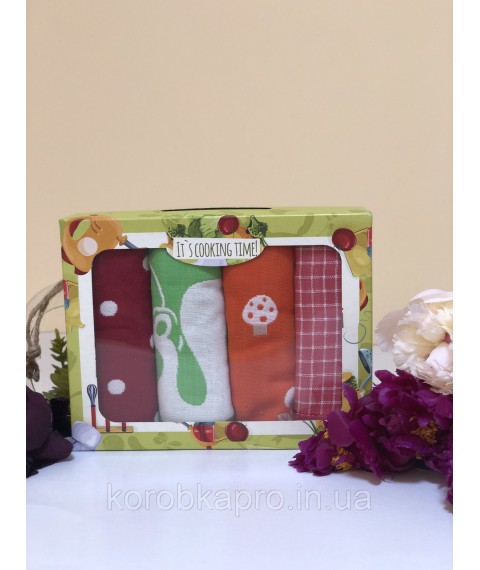 Kitchen towels with flowers 4 pcs.,