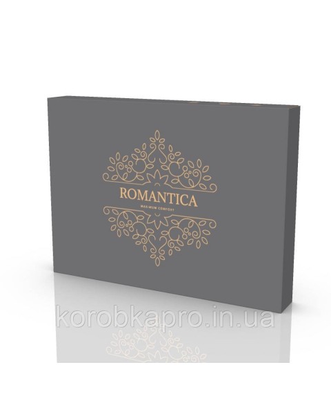 Упаковка картонная для постельного белья серая Romantica 455х330х60 мм