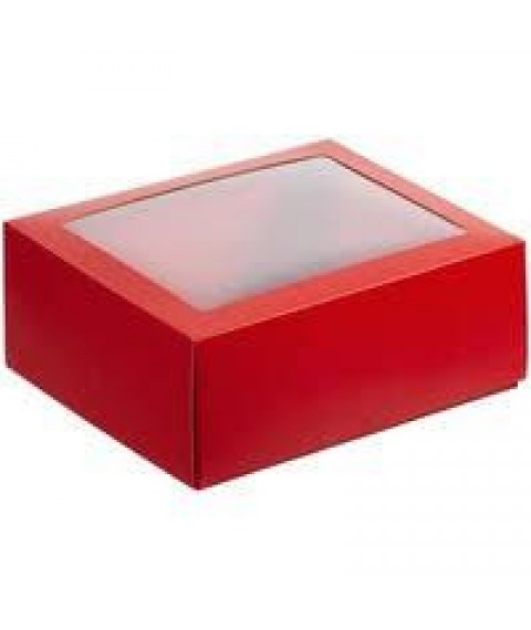 Packaging red cardboard with window