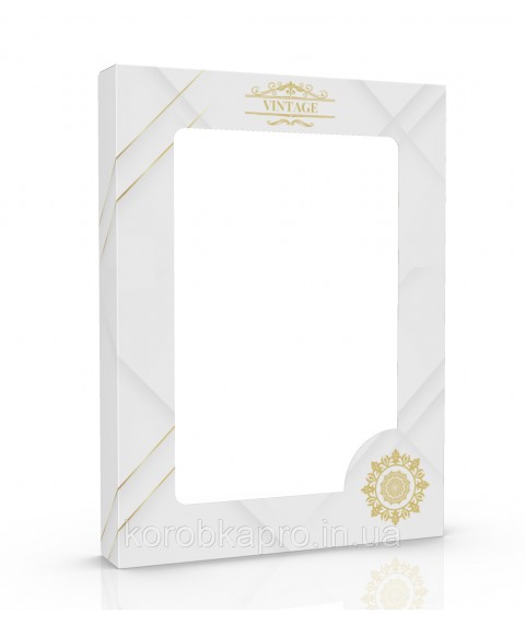 White cardboard packaging with a window 320x225x40 mm