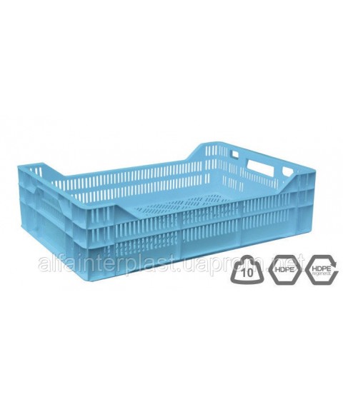 Box for poultry meat. HDPE box type K1 600x400x160 / 120 mm secondary