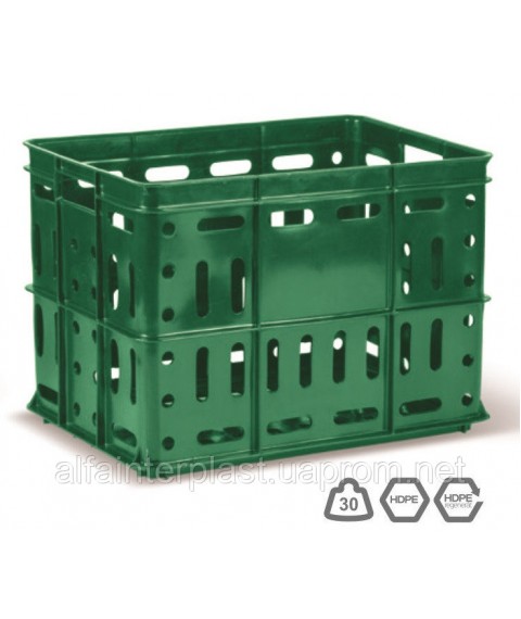 Box for vegetables. HDPE box type SUPRO 600x400x420 mm primary. Free Delivery Delivery.