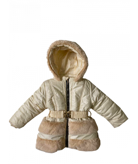 Куртка зимова 20017 для дівчинки бежевого кольору