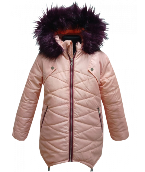 Куртка зимова для дівчинки 20198 пудрового кольору
