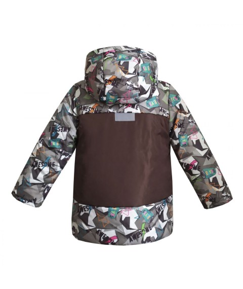 Winter jacket for a boy 20485 brown with a print