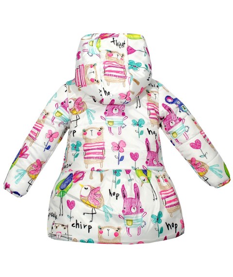Demi-season jacket for girls 22166 white with color print