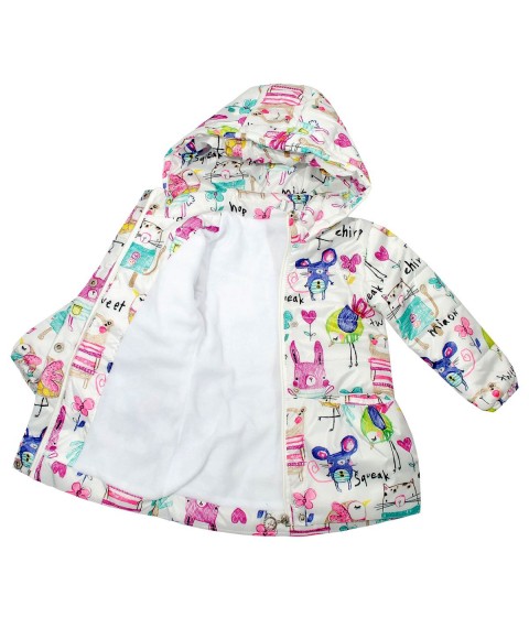 Куртка демісезонна для дівчинки 22166 біла з кольоровим принтом