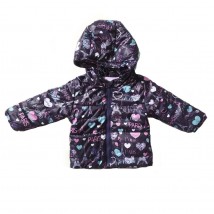 Demi-season jacket for girls 22601 black color with print