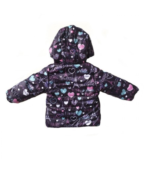 Demi-season jacket for girls 22601 black color with print
