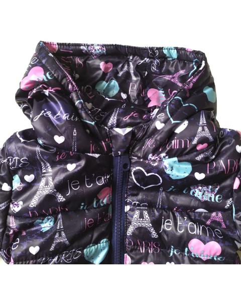 Куртка демісезонна для дівчинки 22601 чорного кольору з принтом