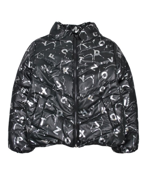 Куртка 22731 чорна з принтом