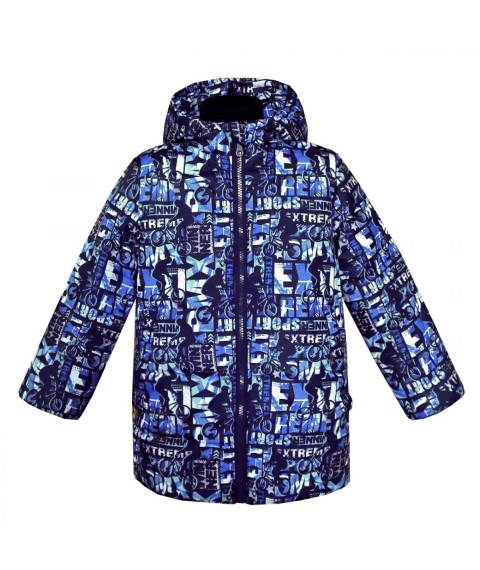 Boy's demi-season jacket 22811 blue with print