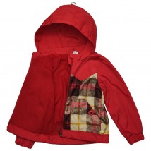 Куртка 2652 червона кольоровий принт