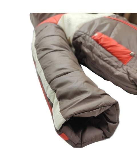 Куртка 2683 коричнева з біло-червоним принтом