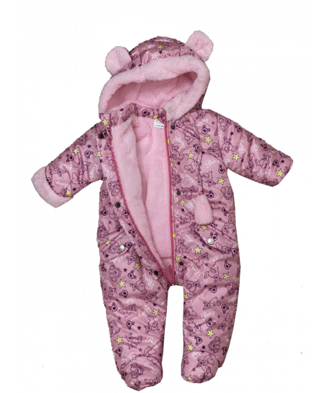 Winter overalls 3195 for a girl in pink color