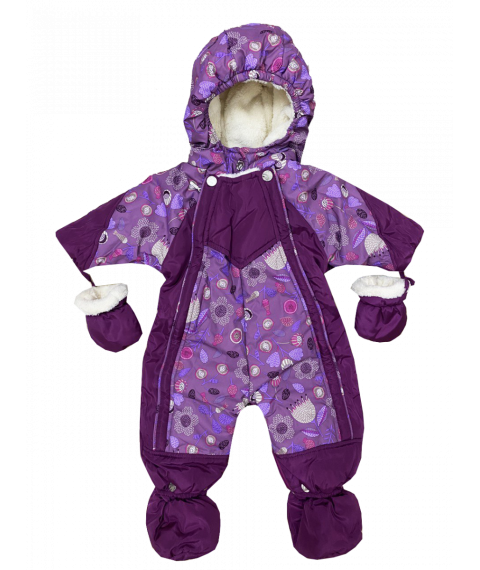 Winter overalls 32019 for a girl of purple color