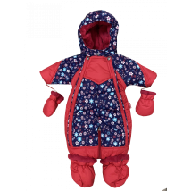 Winter overalls 32019 for a girl in red and blue color